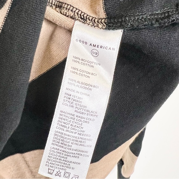 *SOLD* NEW Good American Oversized Rugby Shirt Tan/Black Size 1/2 (Small/Medium) - Picture 6 of 7